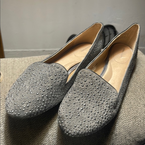 Lands End Gray Studded Women's Loafers - Picture 1 of 7